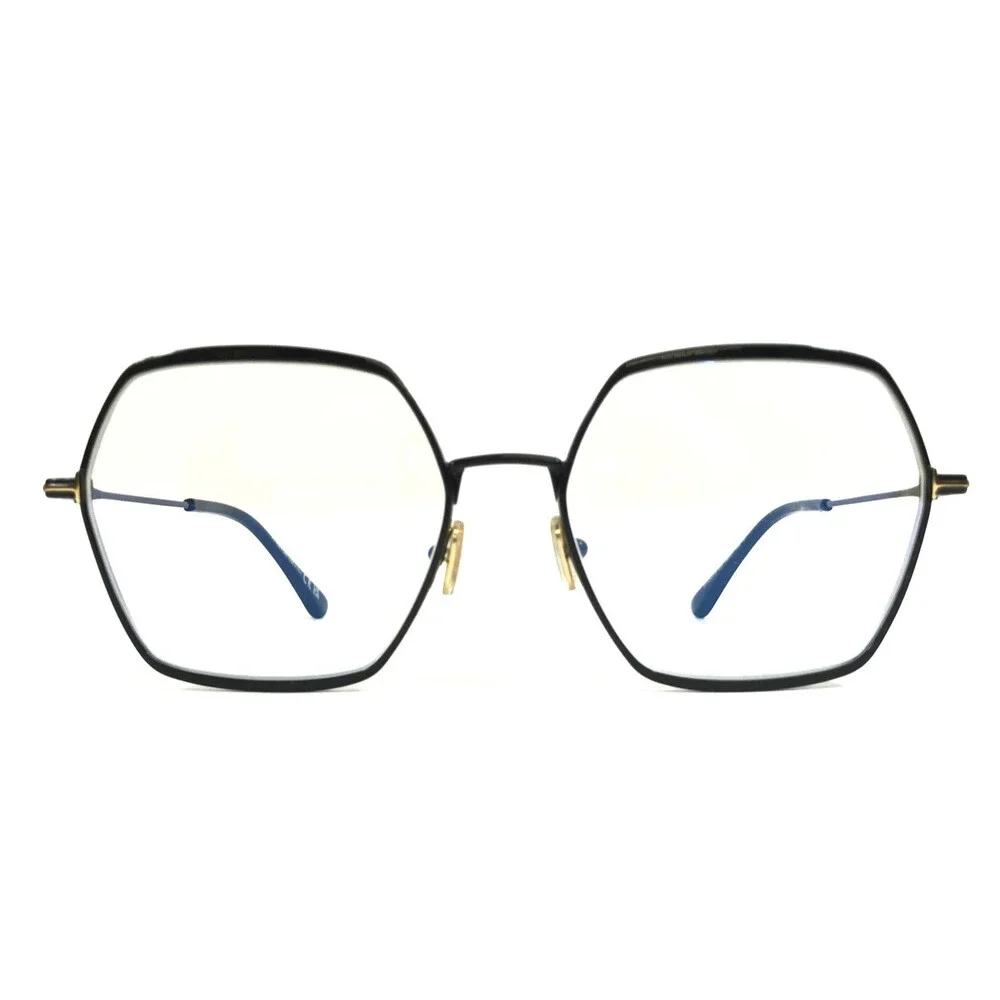 Tom Ford Eyeglasses Frames TF6050-B 001 Black Hexagonal Full Rim 56-17-140
